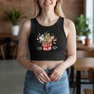 NWOT boutique cup of ramen noodles crop black top